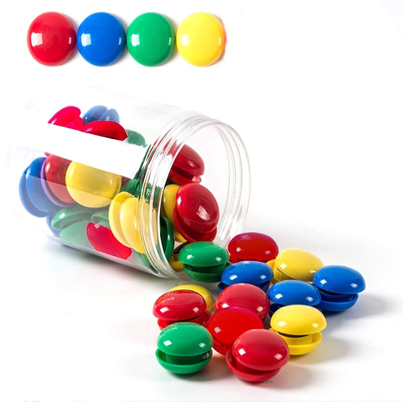 Tiberham Notice Board/Planning Magnets, Tiberham 80 Pack 20 mm Round Plastic Covered Magnetic Buttons, Refrigerator Whiteboard Magnets for School Office Home - 4 Assorted Colors - Image 1